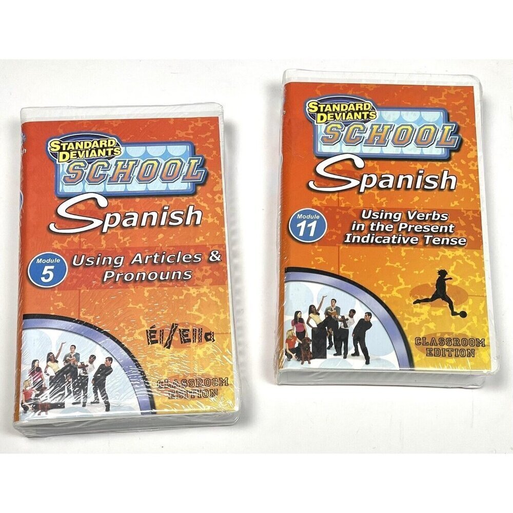 Lot 2 Standard Deviants School SPANISH Modules 5 & 11 (VHS, 2001) NIP NEW Sealed
